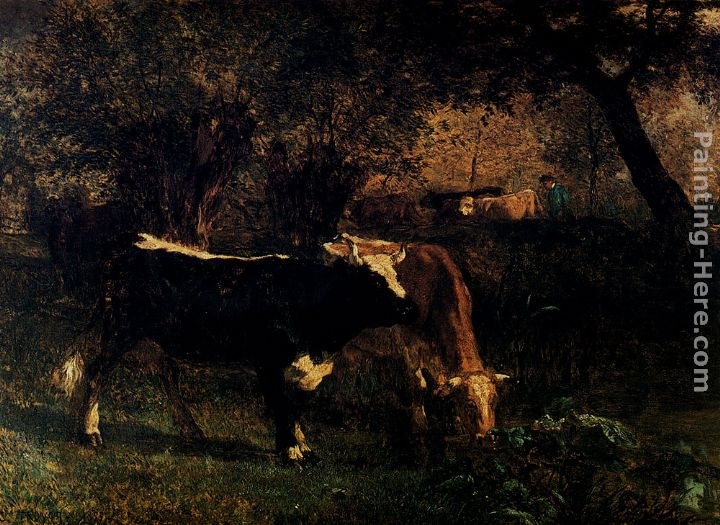 Constant Troyon Vaches A L'Abreuvoir